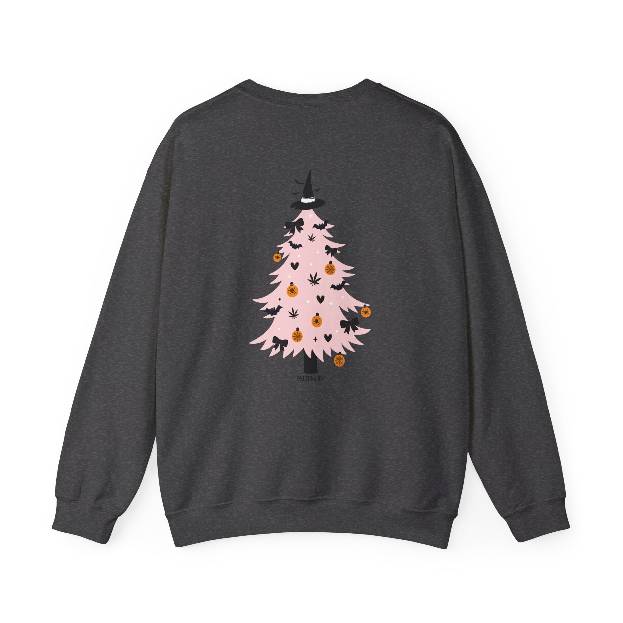 Witchy Weed Halloween Christmas Tree Unisex Heavy Blend™ Crewneck Sweatshirt