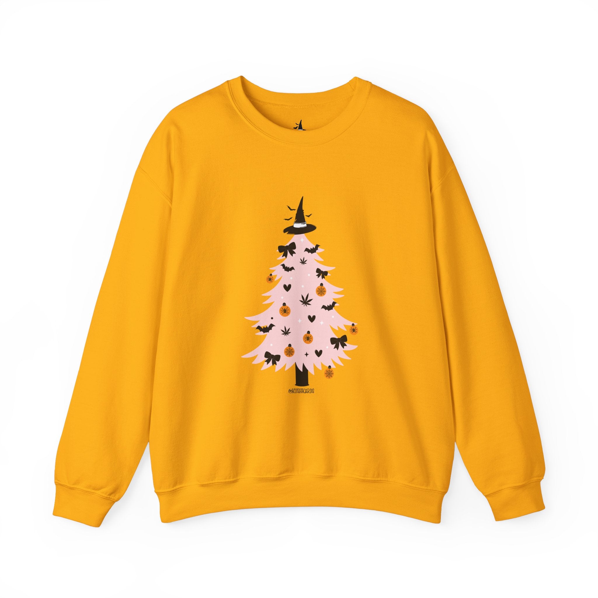 Witchy Weed Halloween Christmas Tree Unisex Heavy Blend™ Crewneck Sweatshirt