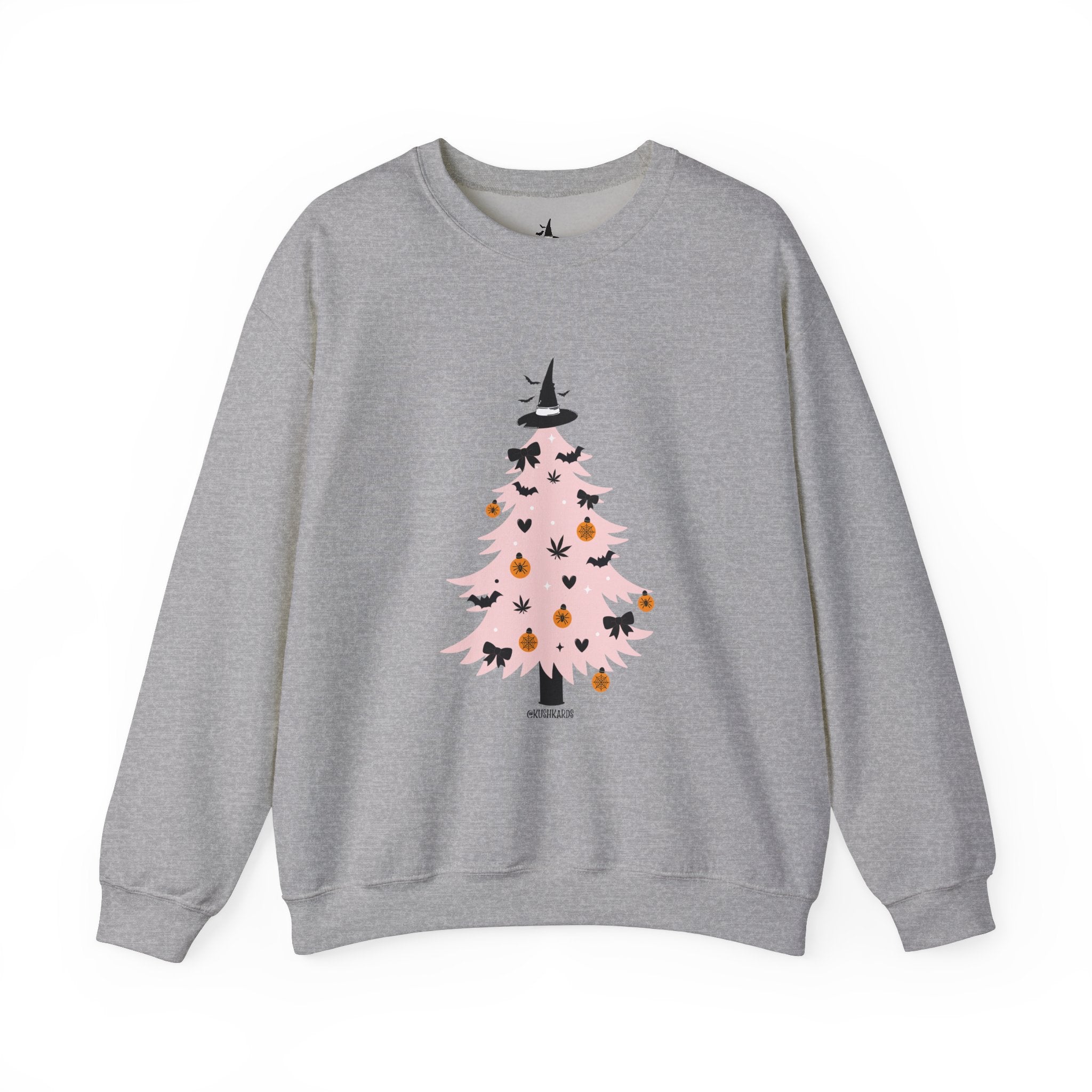 Witchy Weed Halloween Christmas Tree Unisex Heavy Blend™ Crewneck Sweatshirt