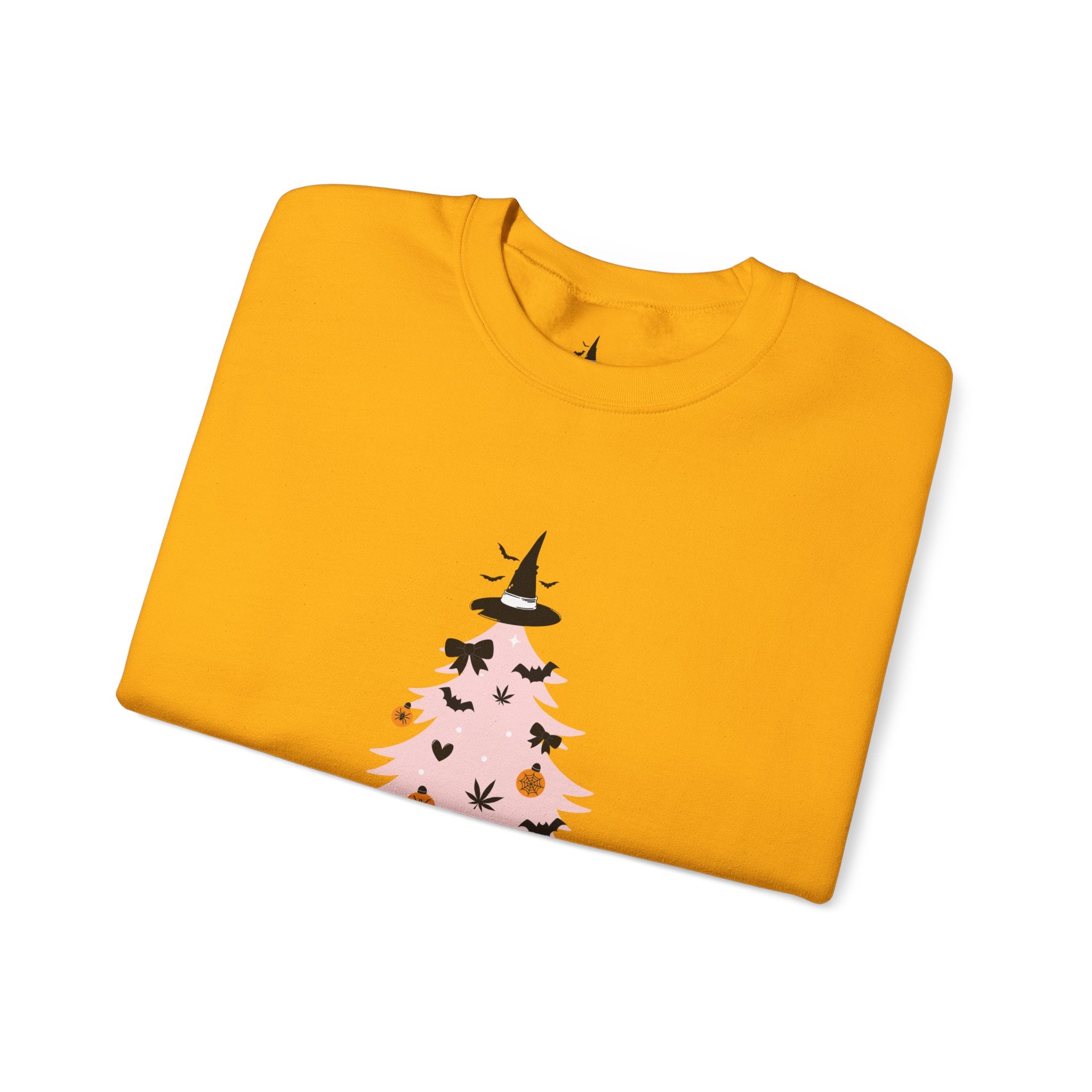 Witchy Weed Halloween Christmas Tree Unisex Heavy Blend™ Crewneck Sweatshirt