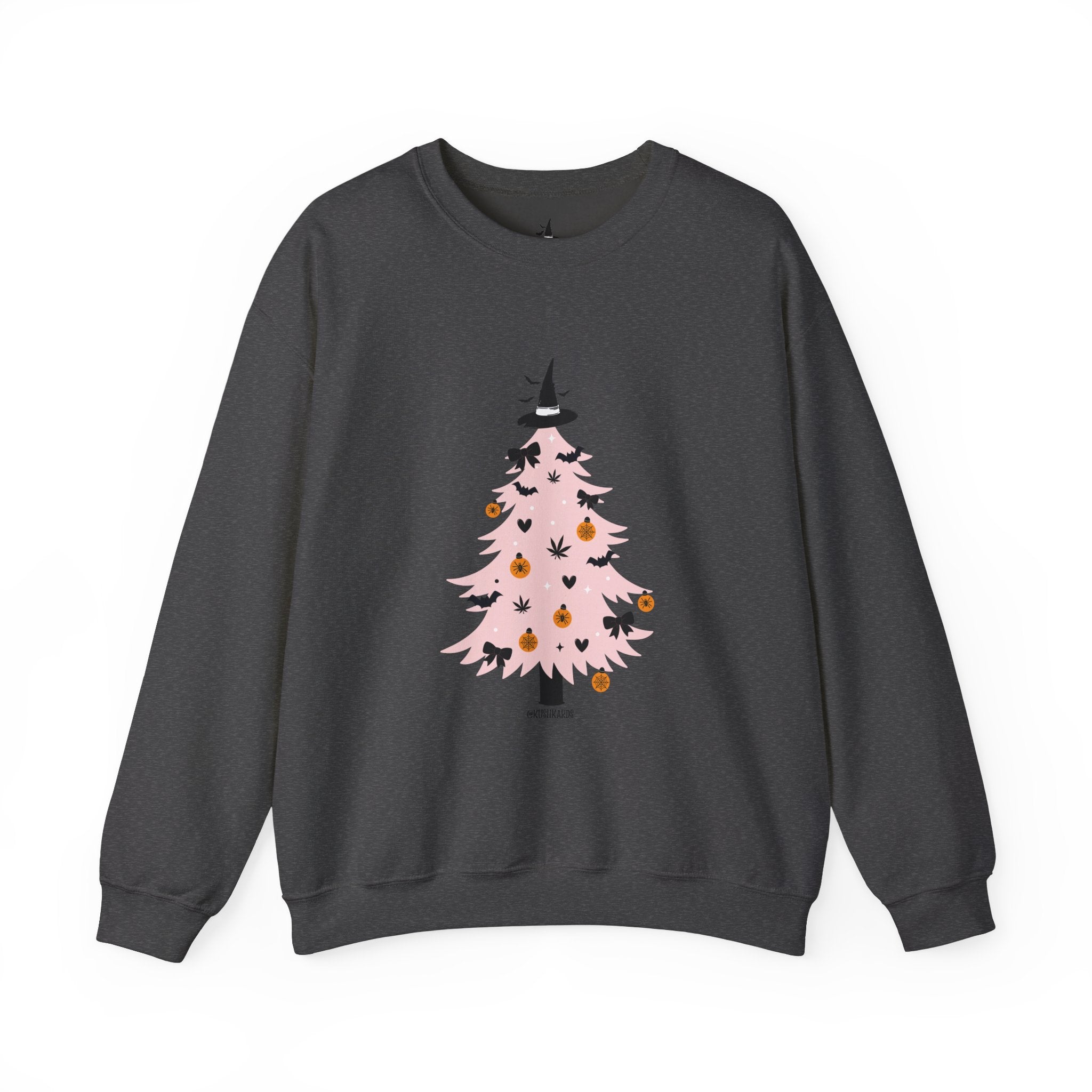 Witchy Weed Halloween Christmas Tree Unisex Heavy Blend™ Crewneck Sweatshirt