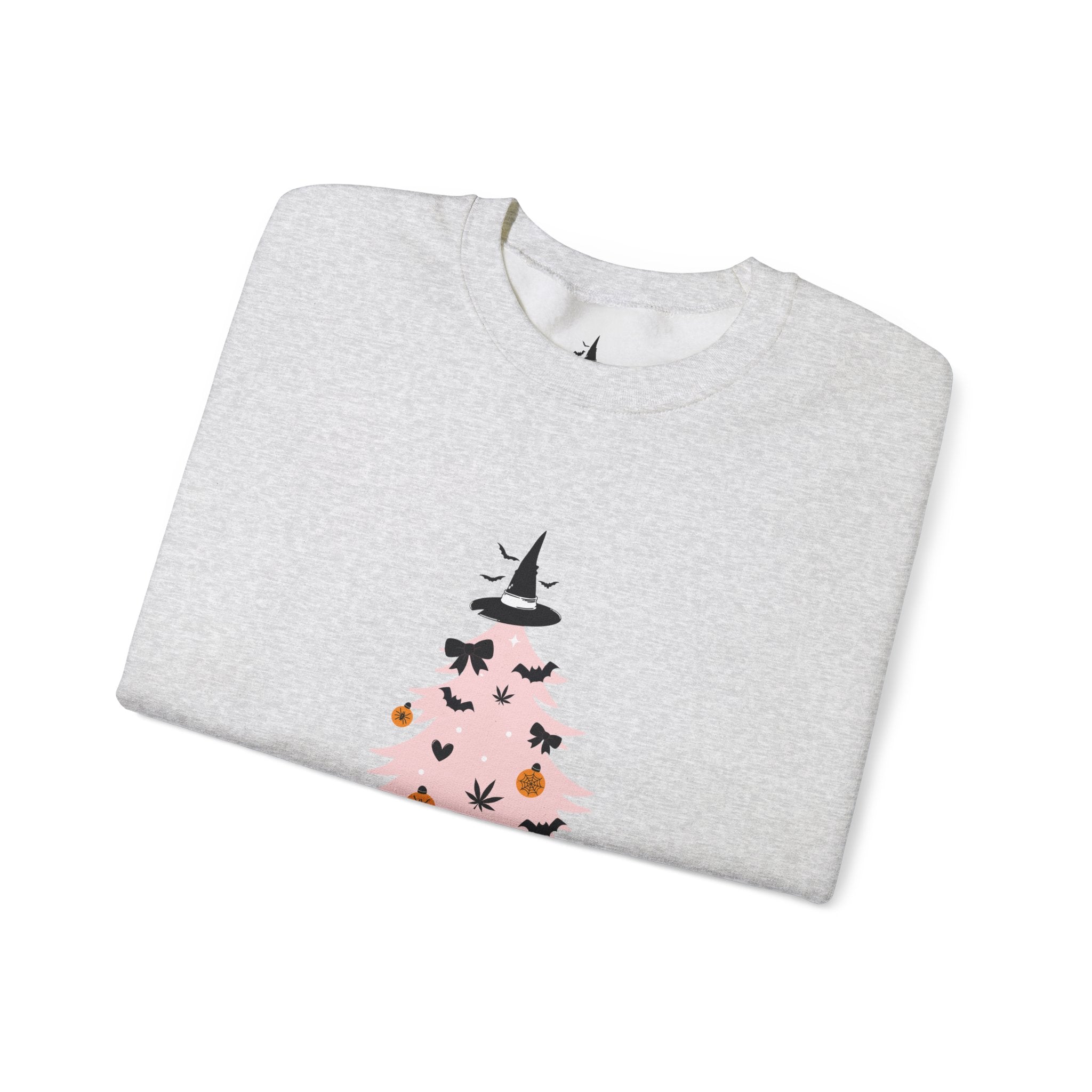 Witchy Weed Halloween Christmas Tree Unisex Heavy Blend™ Crewneck Sweatshirt
