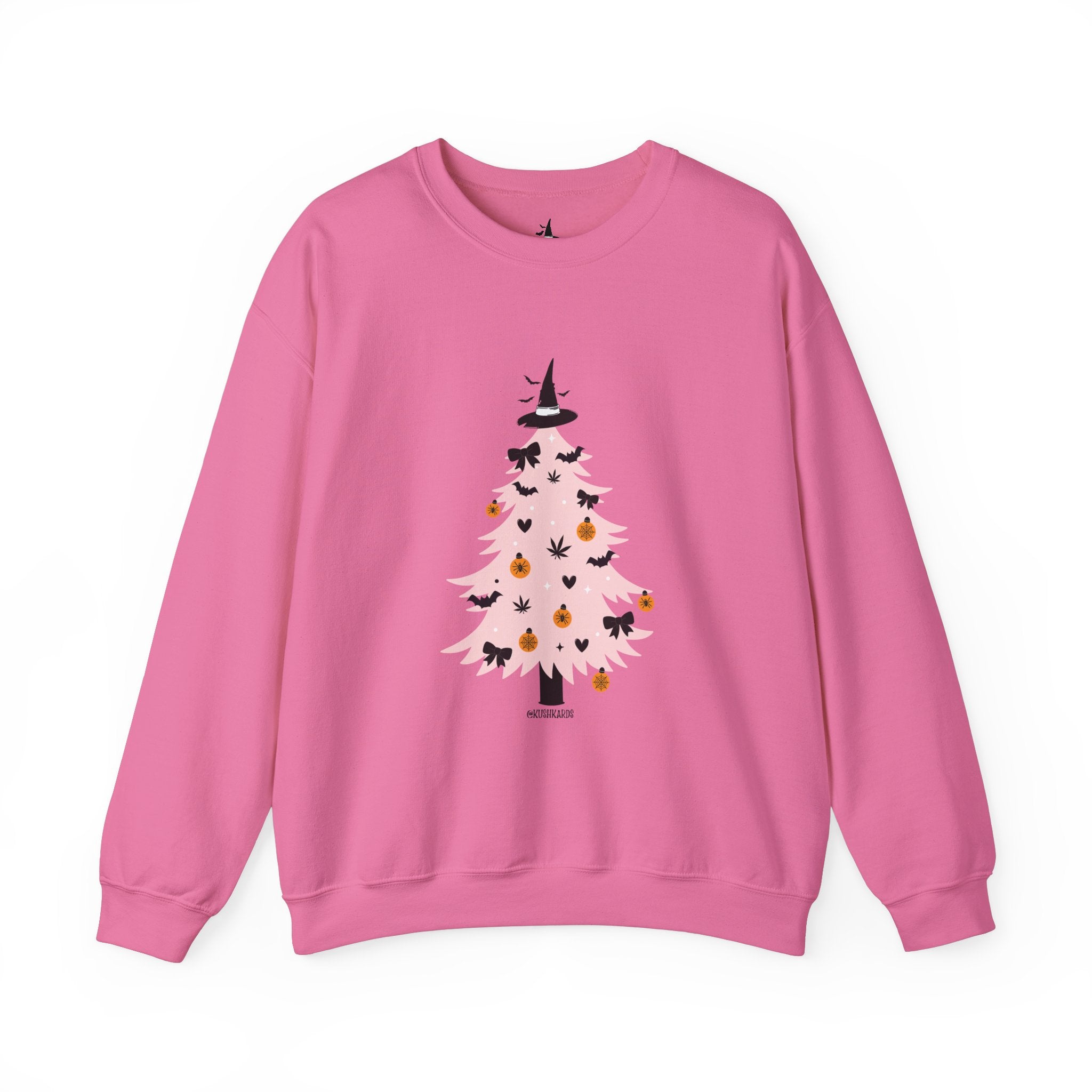 Witchy Weed Halloween Christmas Tree Unisex Heavy Blend™ Crewneck Sweatshirt