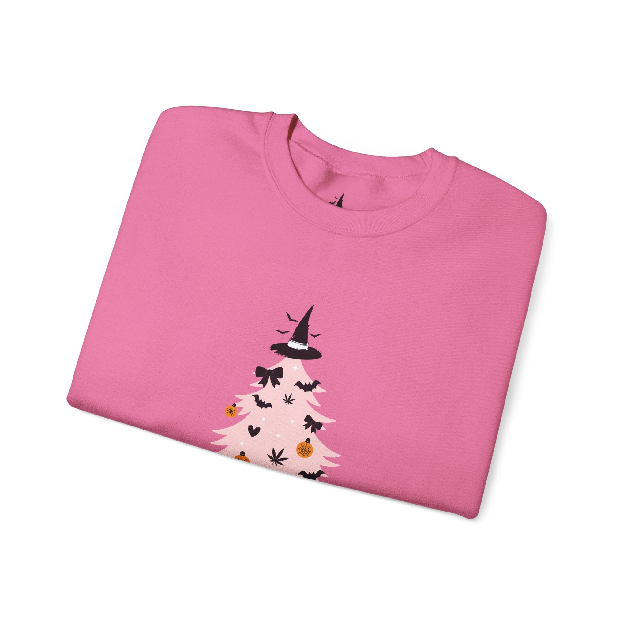 Witchy Weed Halloween Christmas Tree Unisex Heavy Blend™ Crewneck Sweatshirt