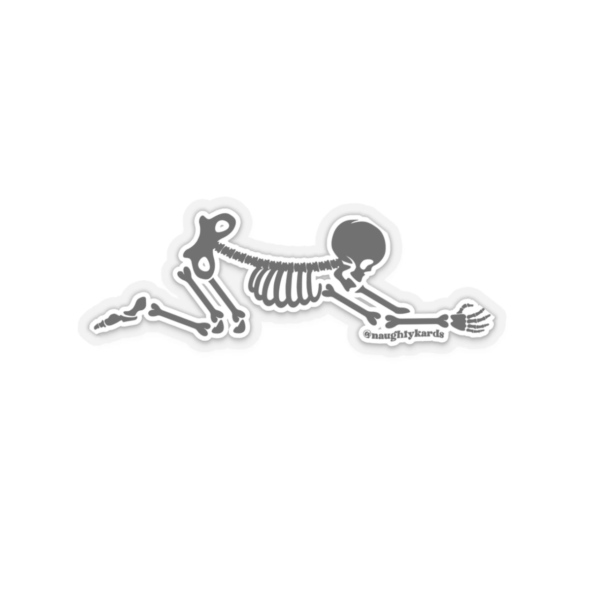 Skeleton bending over sticker