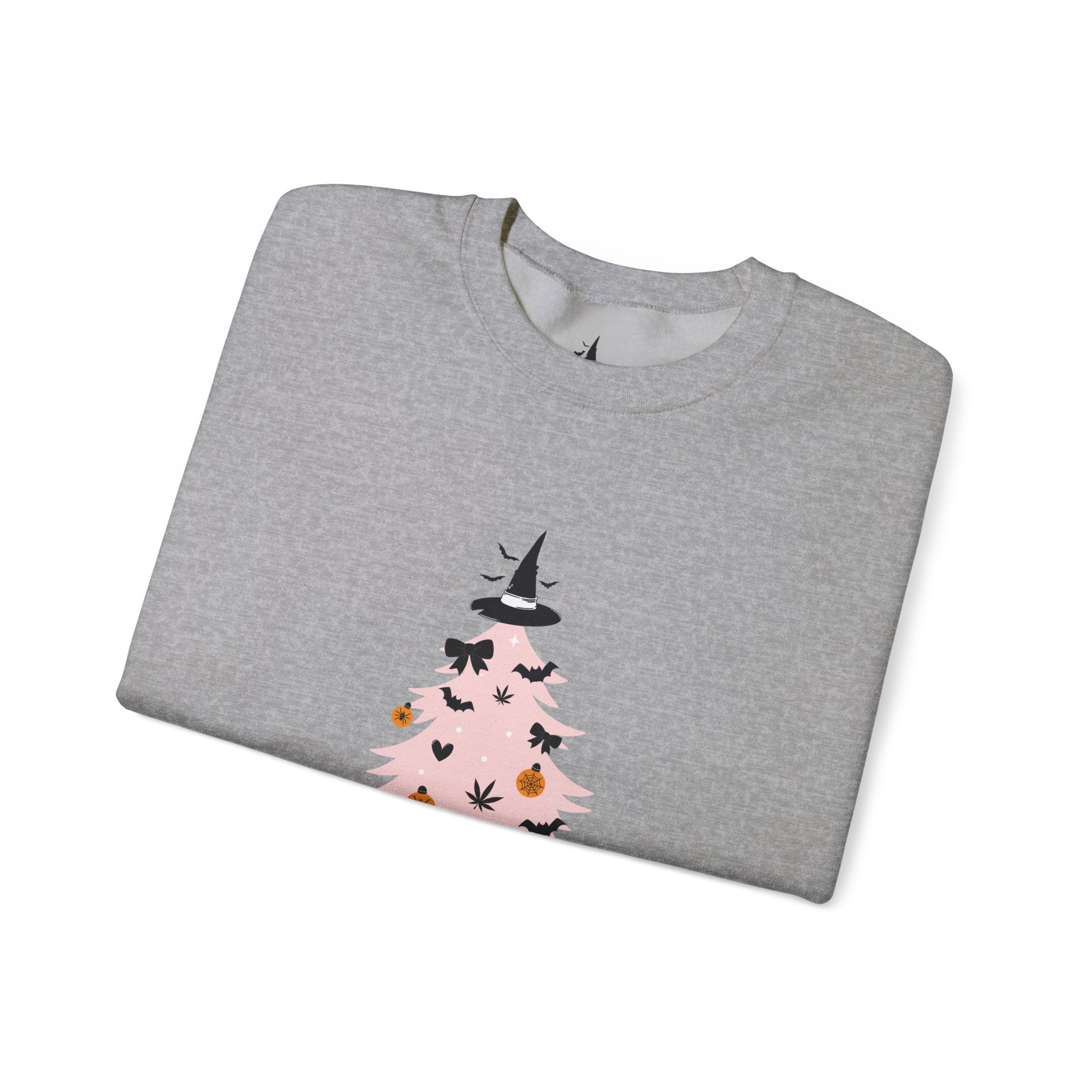 Witchy Weed Halloween Christmas Tree Unisex Heavy Blend™ Crewneck Sweatshirt