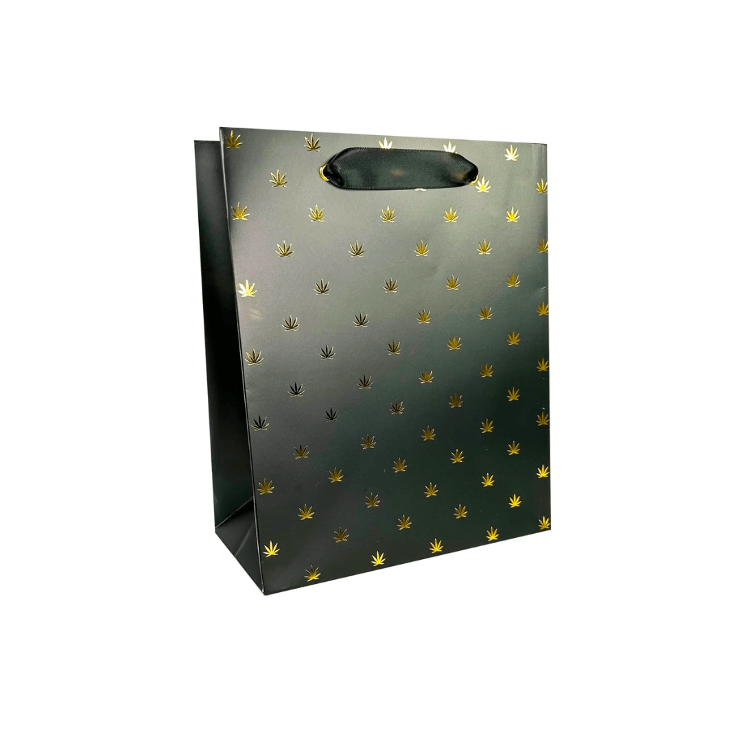 Black Gold Pot Leaf Print Gift Bag Tissue Paper KushKards