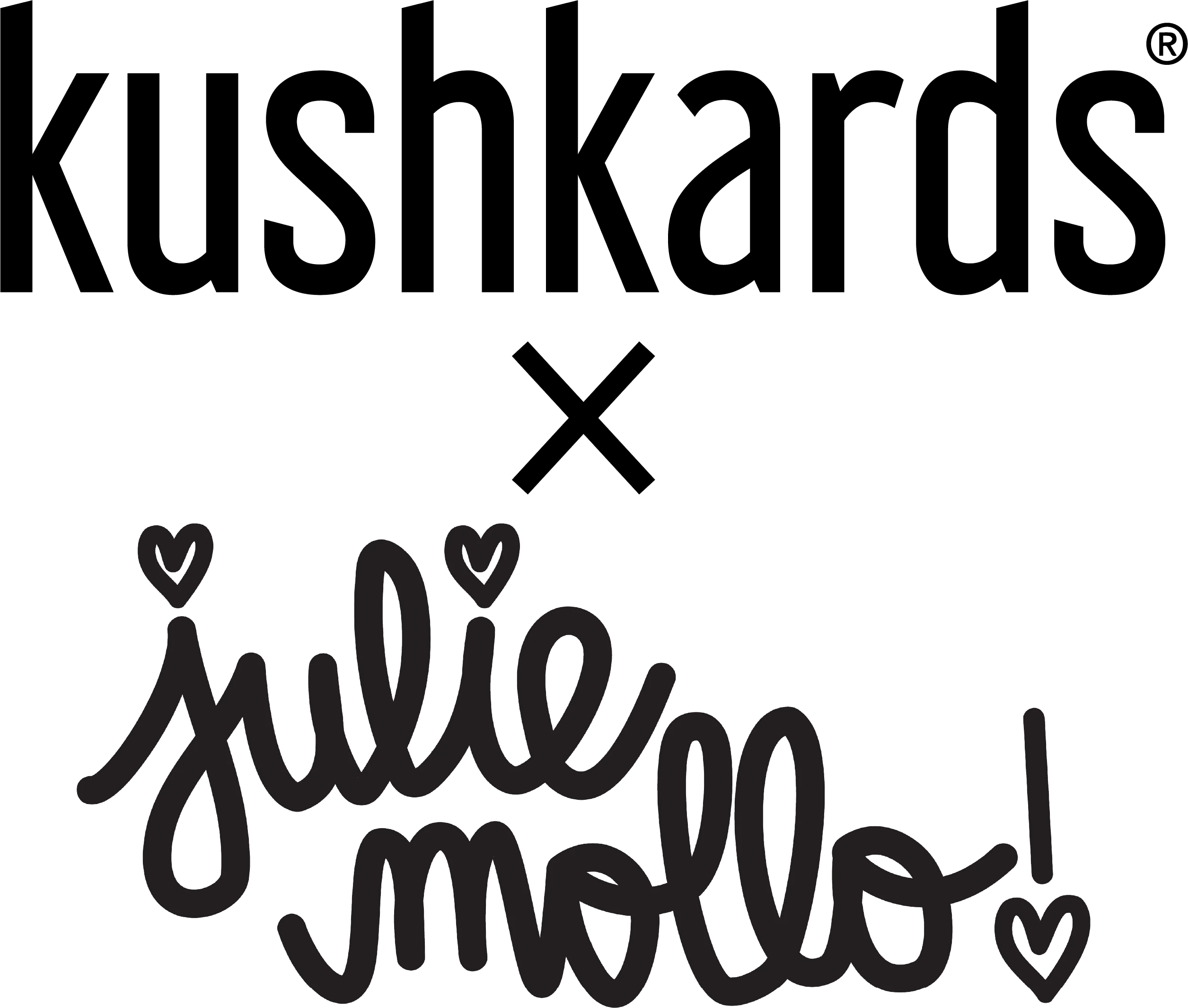 Image of the KushKards &amp; Julie Mollo logos for our KushKards x Julie Mollo Collaboration!