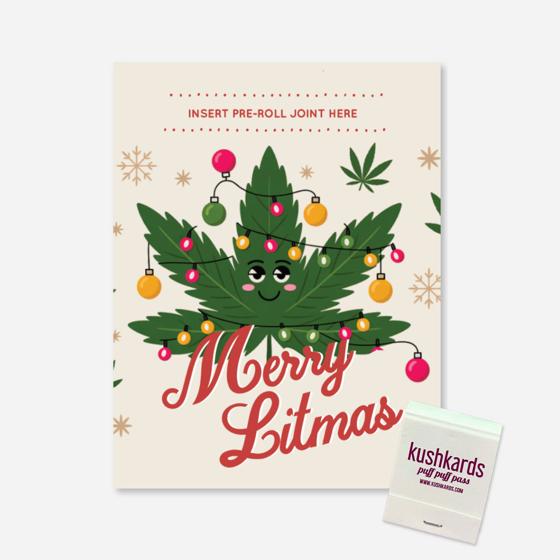 Card with a cannabis leaf design and &