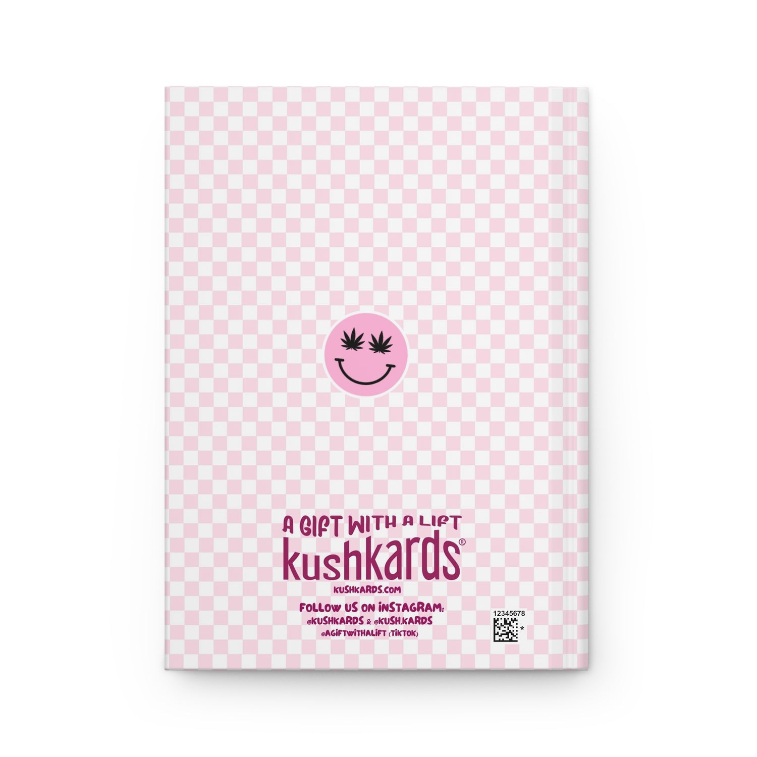 Pink checkered card with &