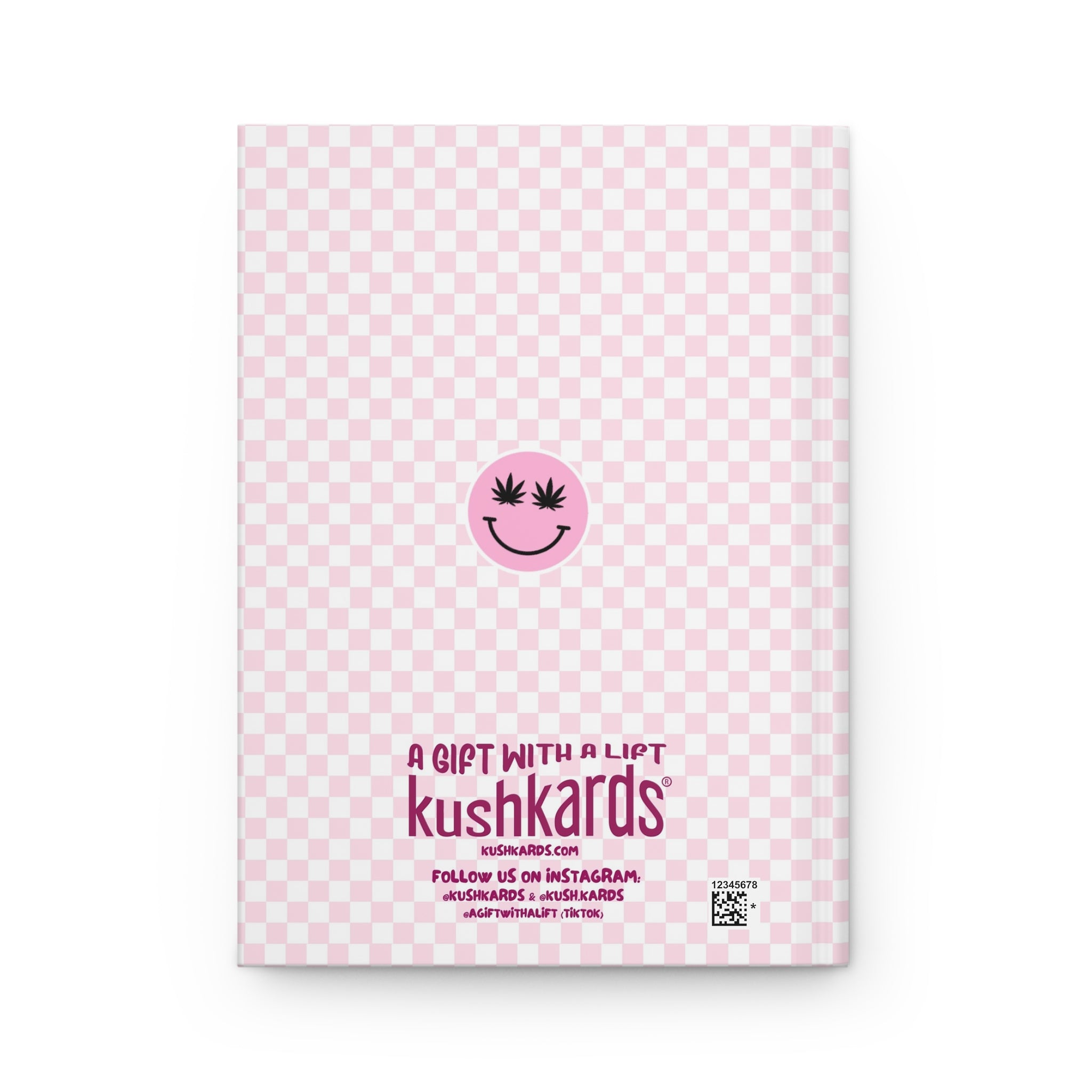 Pink checkered card with &
