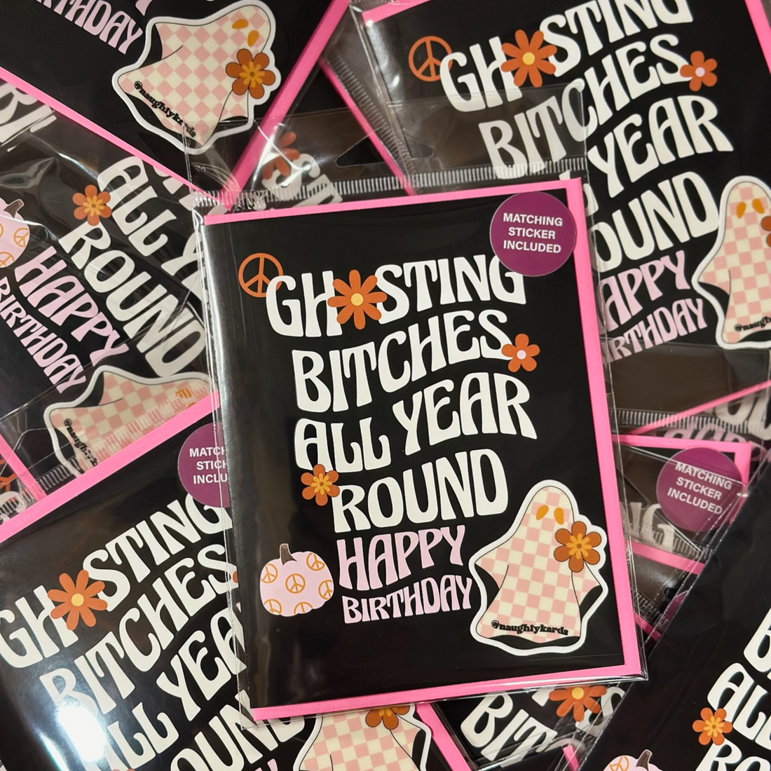 Ghosting Birthday Card w/Matching Sticker
