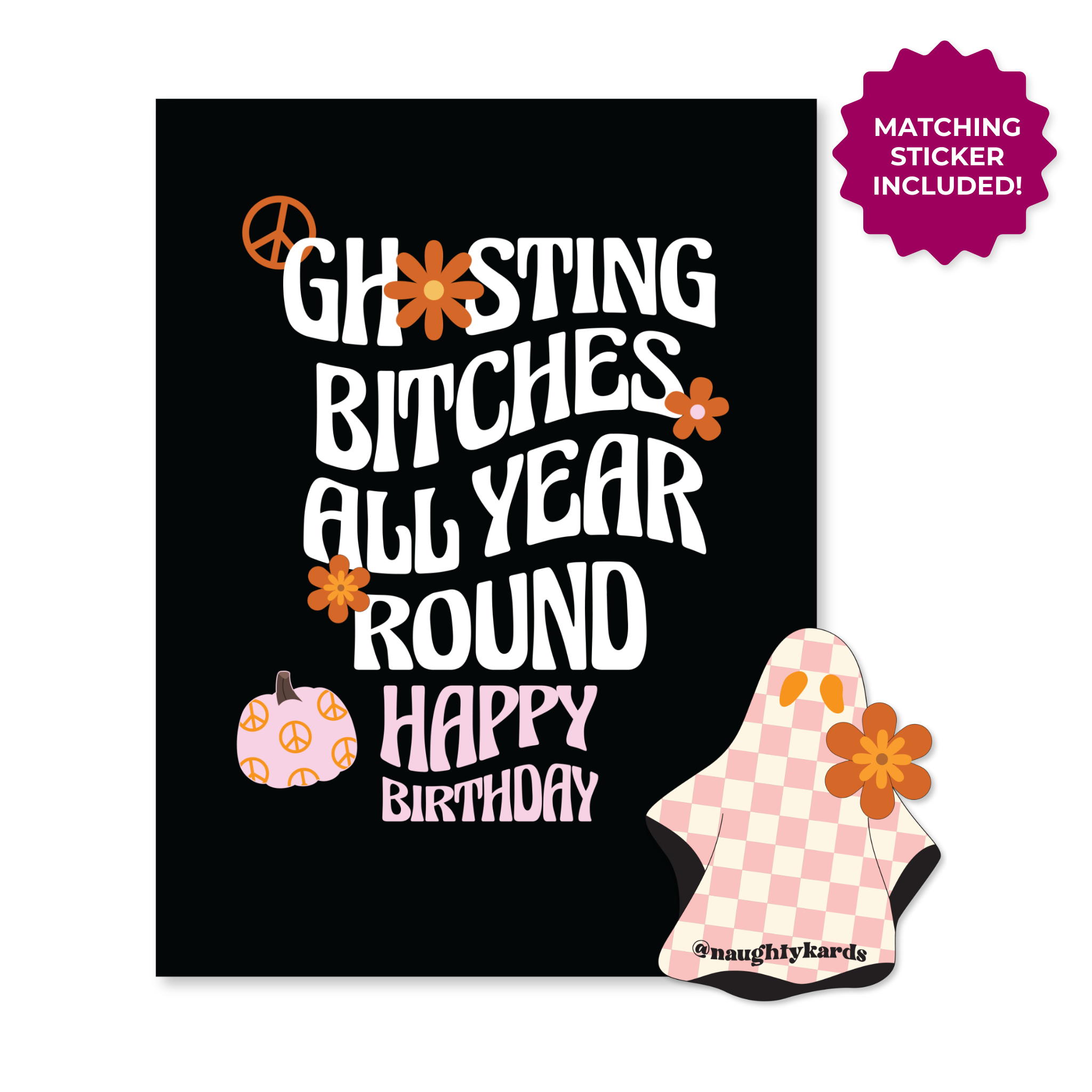 Naughty Halloween Greeting Card w/Matching Sticker (New 2024)