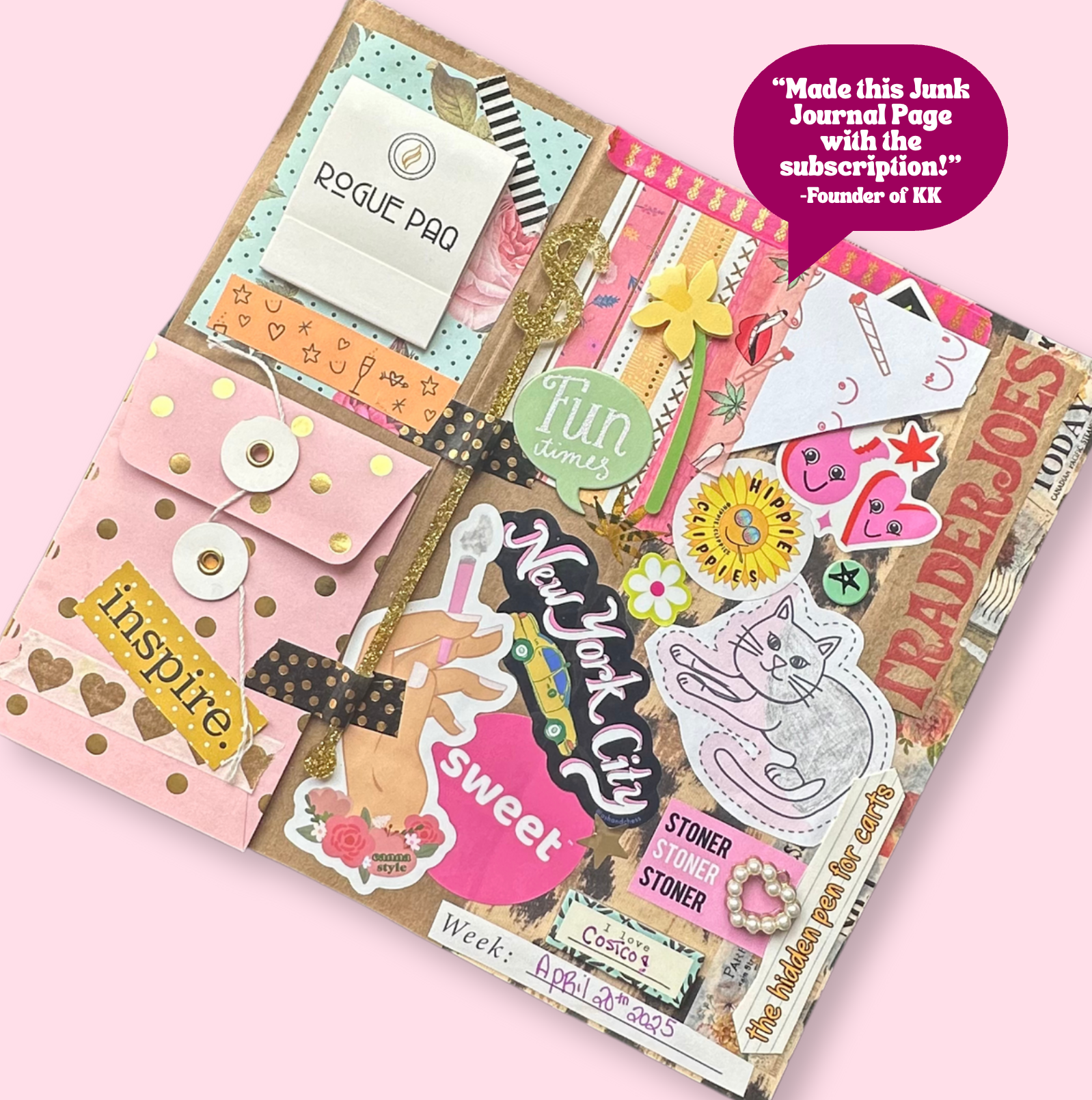 Made this junk journal page with mt subscription example pages of scraps