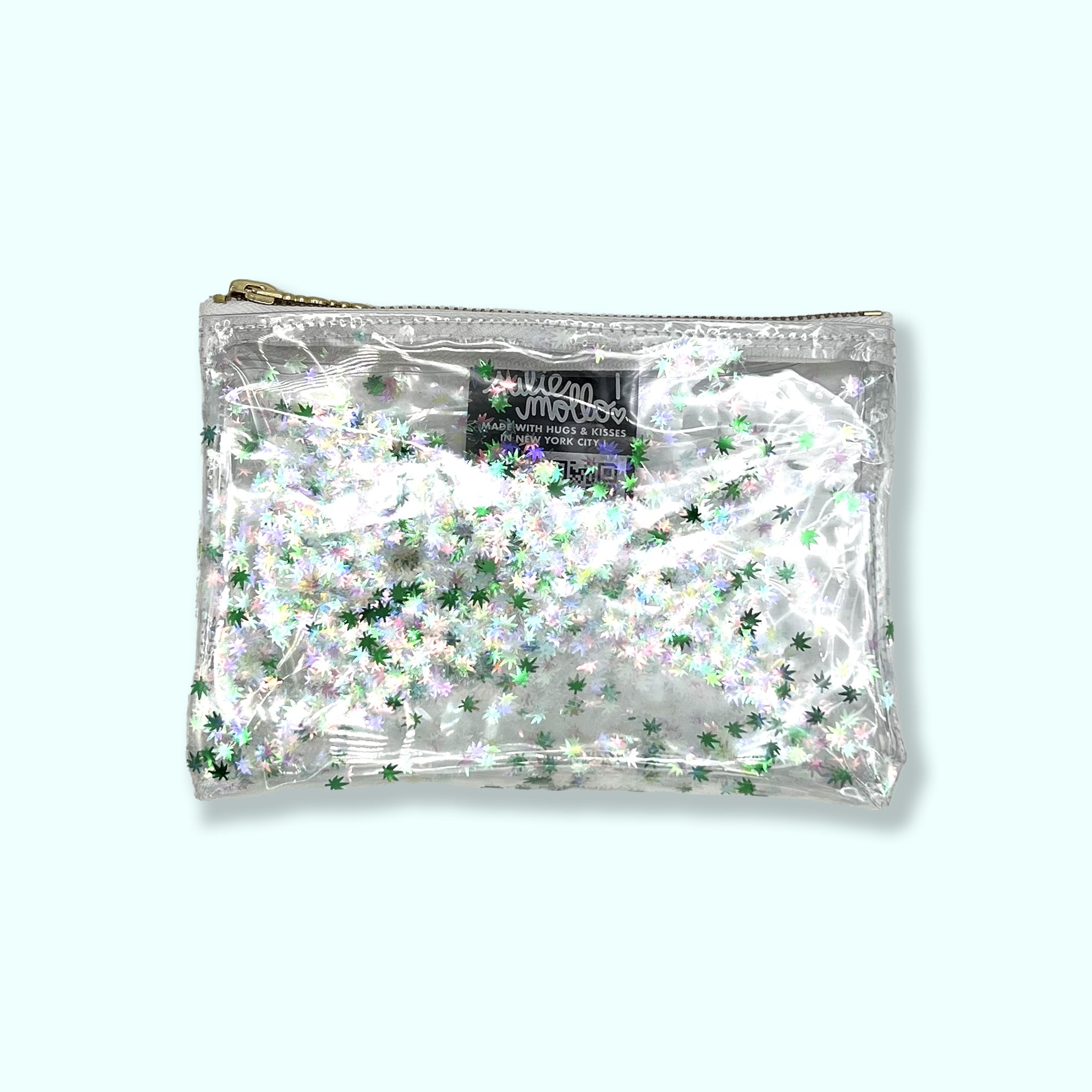 kush-kards-x-julie-mollo-holo-midi-maryjane-clutch White Cannabis Confetti Midi Kush Klutch