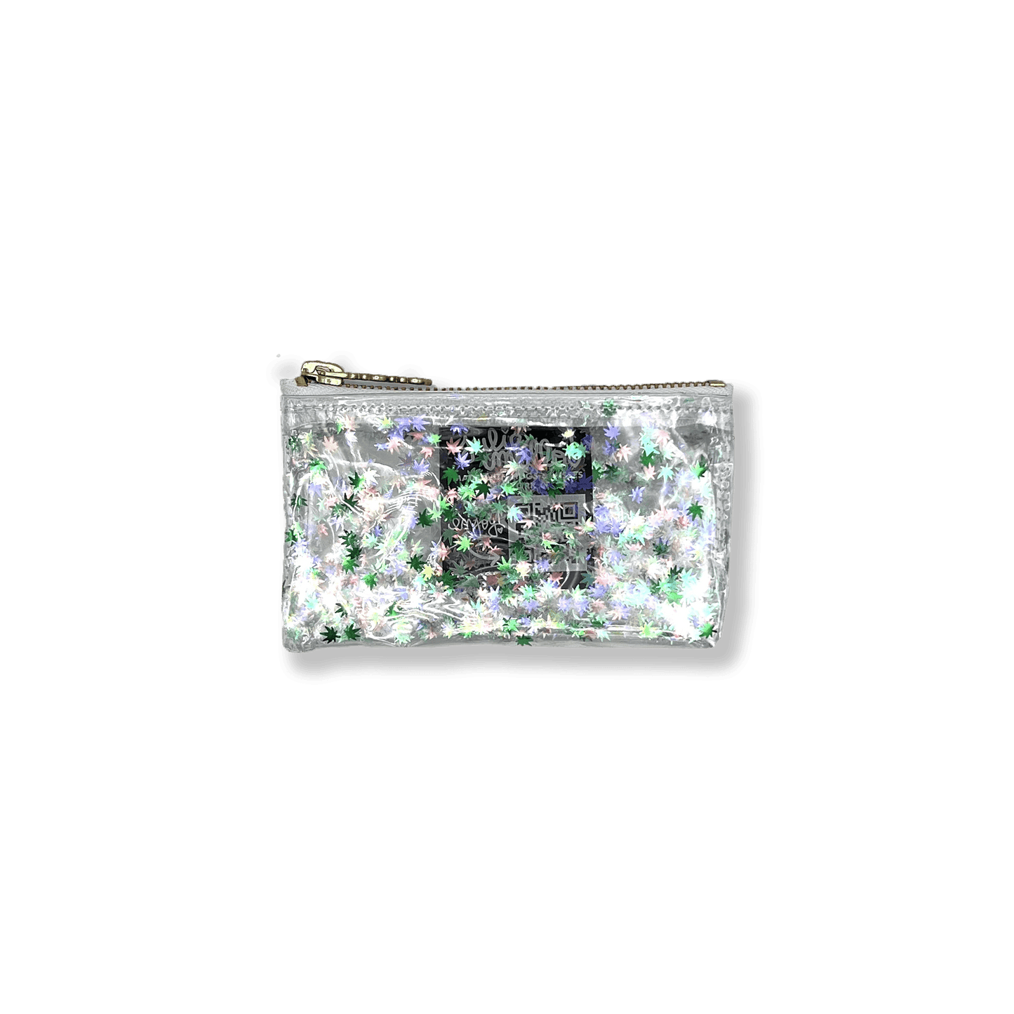 Iridescent White Pot Leaf Confetti Glitter Keychain Klutch