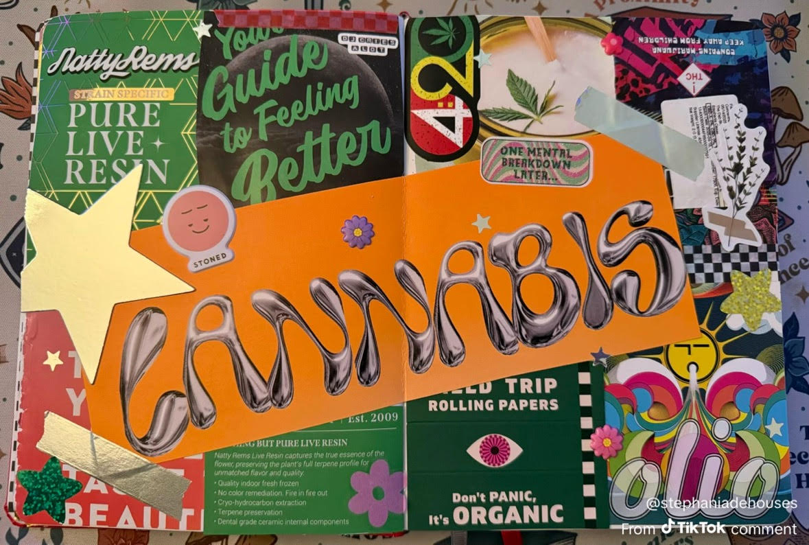 Collage of various colorful books and items with text and graphics.