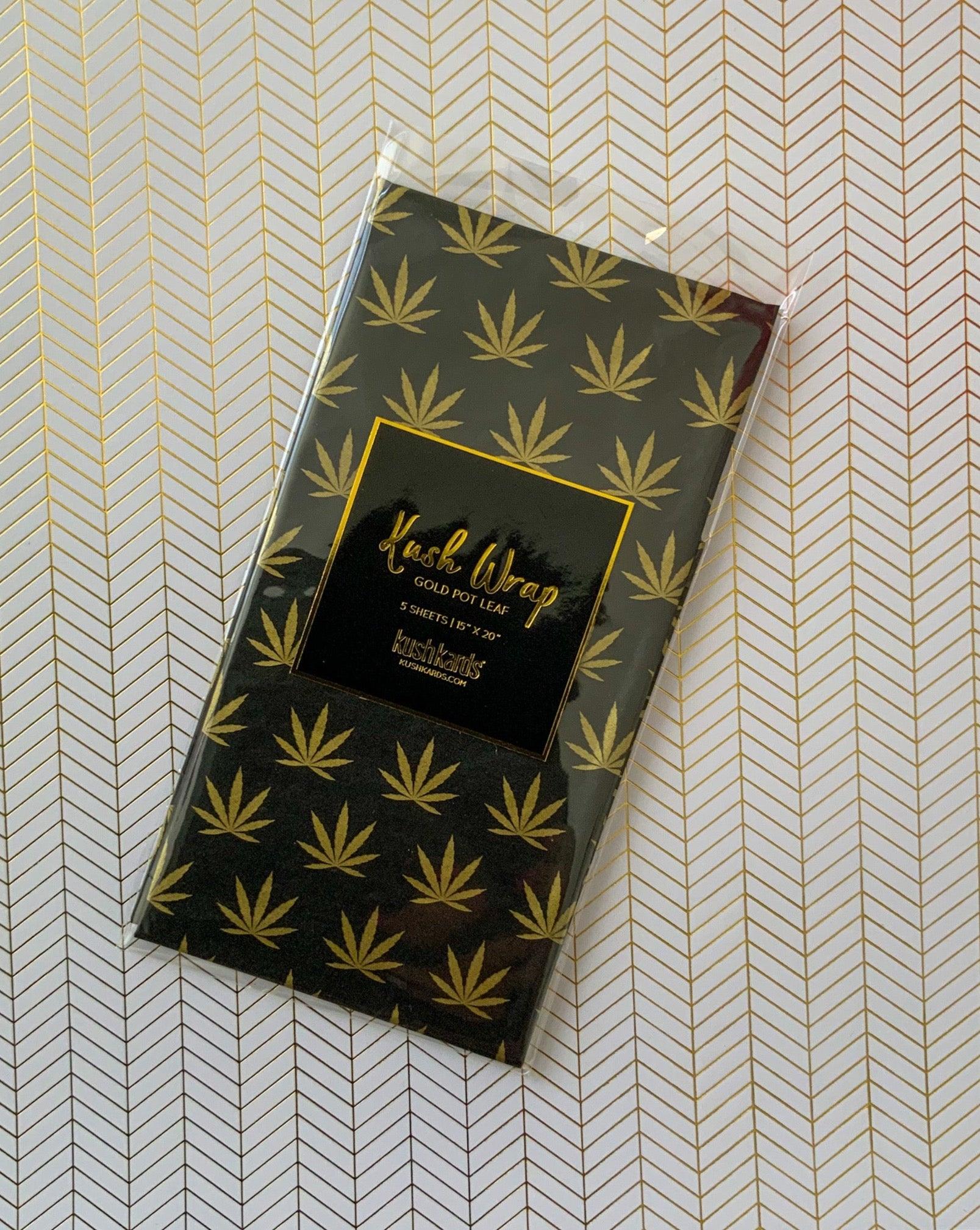 Black & Gold Pot Leaf Print Gift Bag & Tissue Gift Wrap - KushKards
