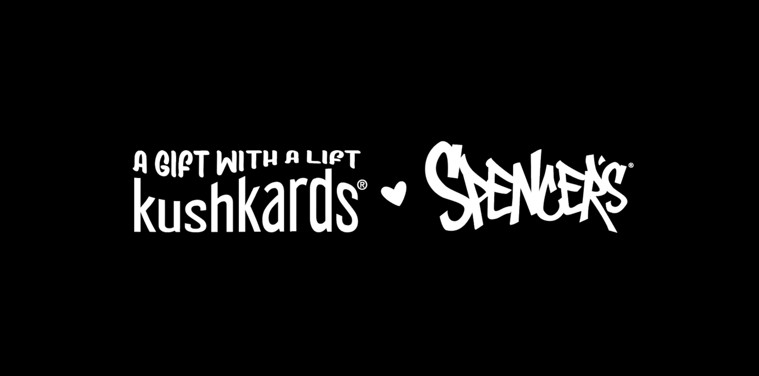 kushKards and spencers logo on black background 
