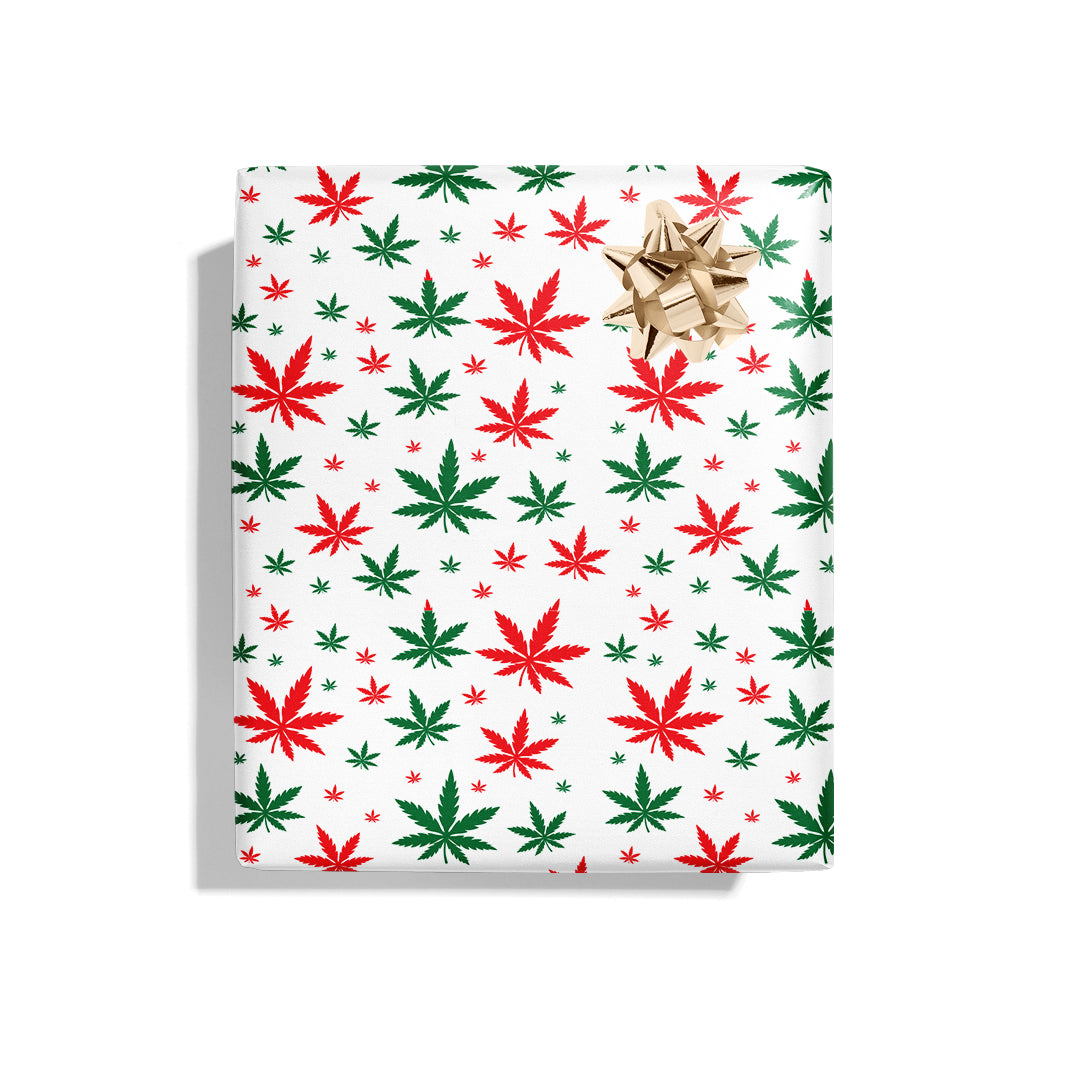 white and green pot leaf wrapping paper 