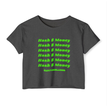 Hash Money Text In Green and repeats six times and has the handle @apsychedlicmood
