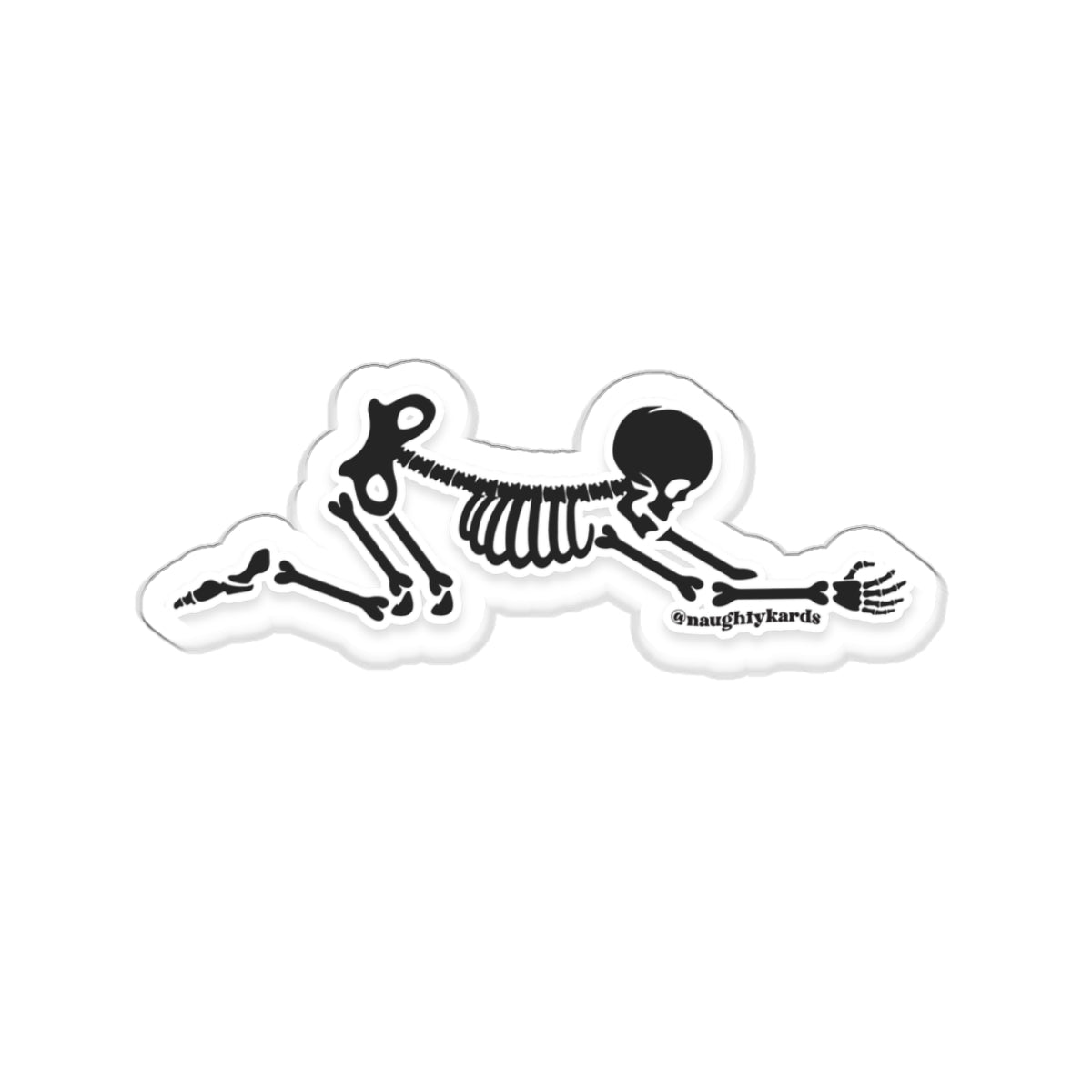 Skeleton bending over sticker 