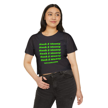 Hash Money Text In Green and repeats six times and has the handle @apsychedlicmood