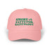Pink cap with green text &
