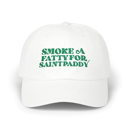 White cap with green text &