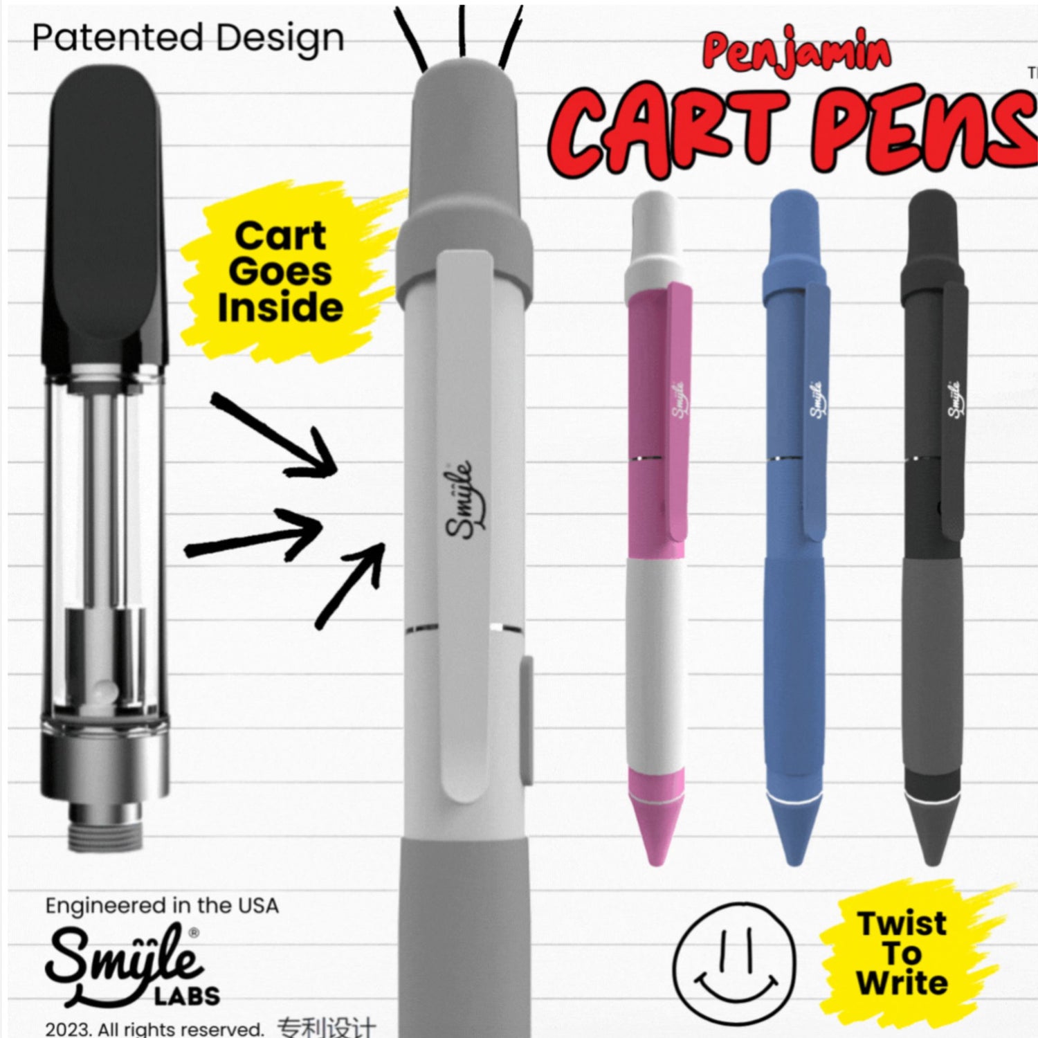 Pink Penjamin Cart Pen: &quot;Pink Penjamin Cart Pen designed for discreet vape cartridge storage and writing. ✍️💨&quot;