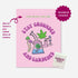 Pink greeting card with mushrooms, cannabis leaf, and a rig illustration that says “Stay Grounded and Gardened.” Features slot for pre-roll and includes matchbook. Art by A Psychedelic Mood.
