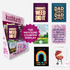 Display of Kushkards cards with various designs and text, including &