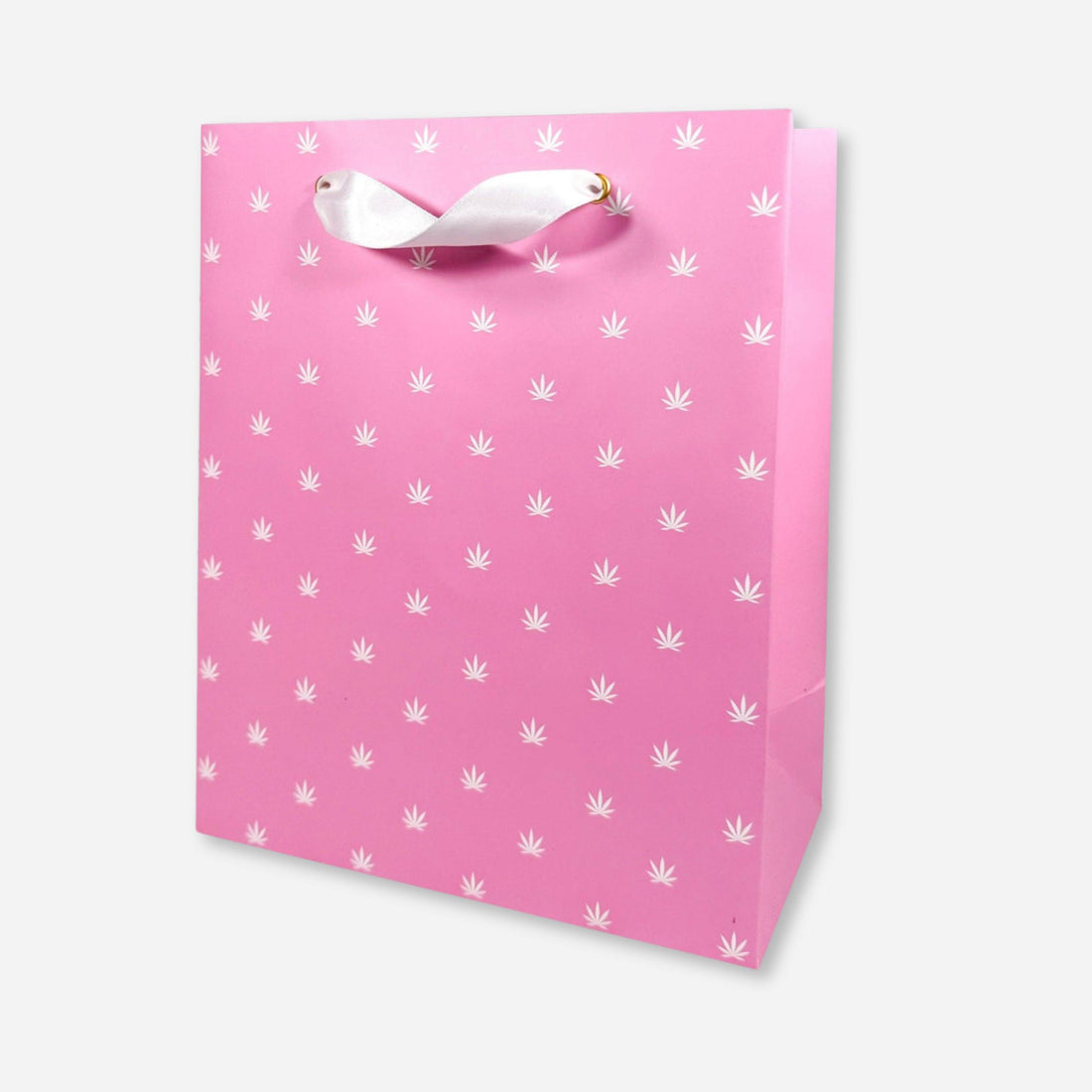 Pink &amp; White Pot Leaf Print Gift Bag