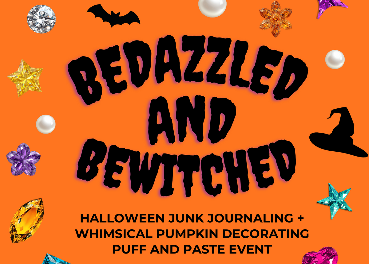 A Halloween-themed promotional flyer or poster with a bright orange background, large black text reading &