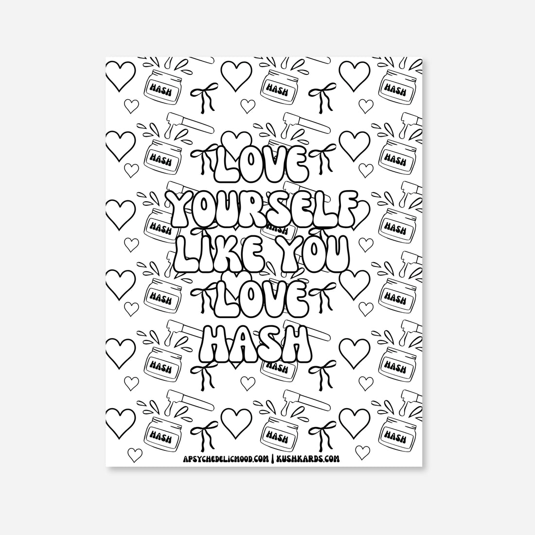 Black and white graphic with &