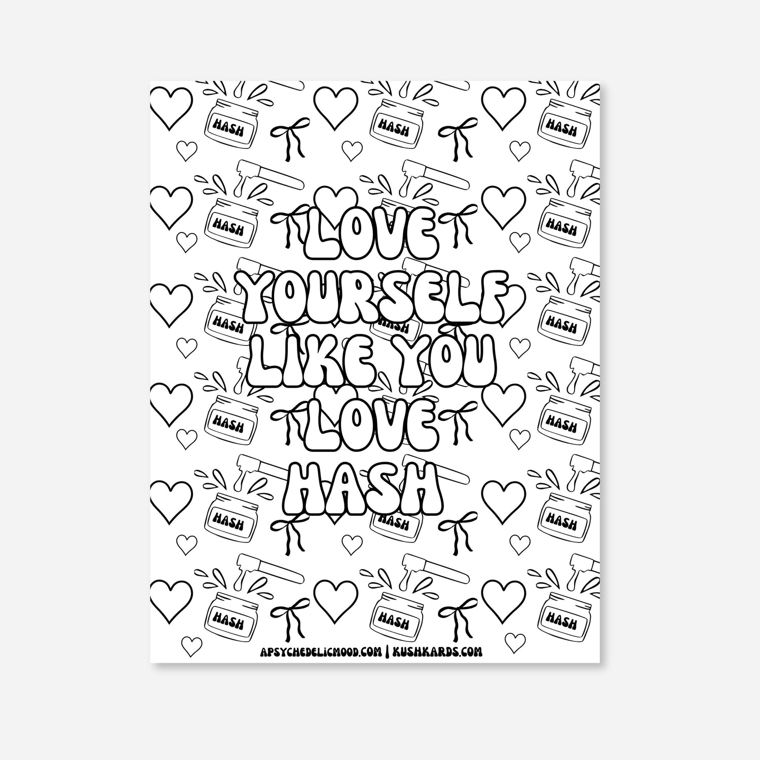 Black and white graphic with &