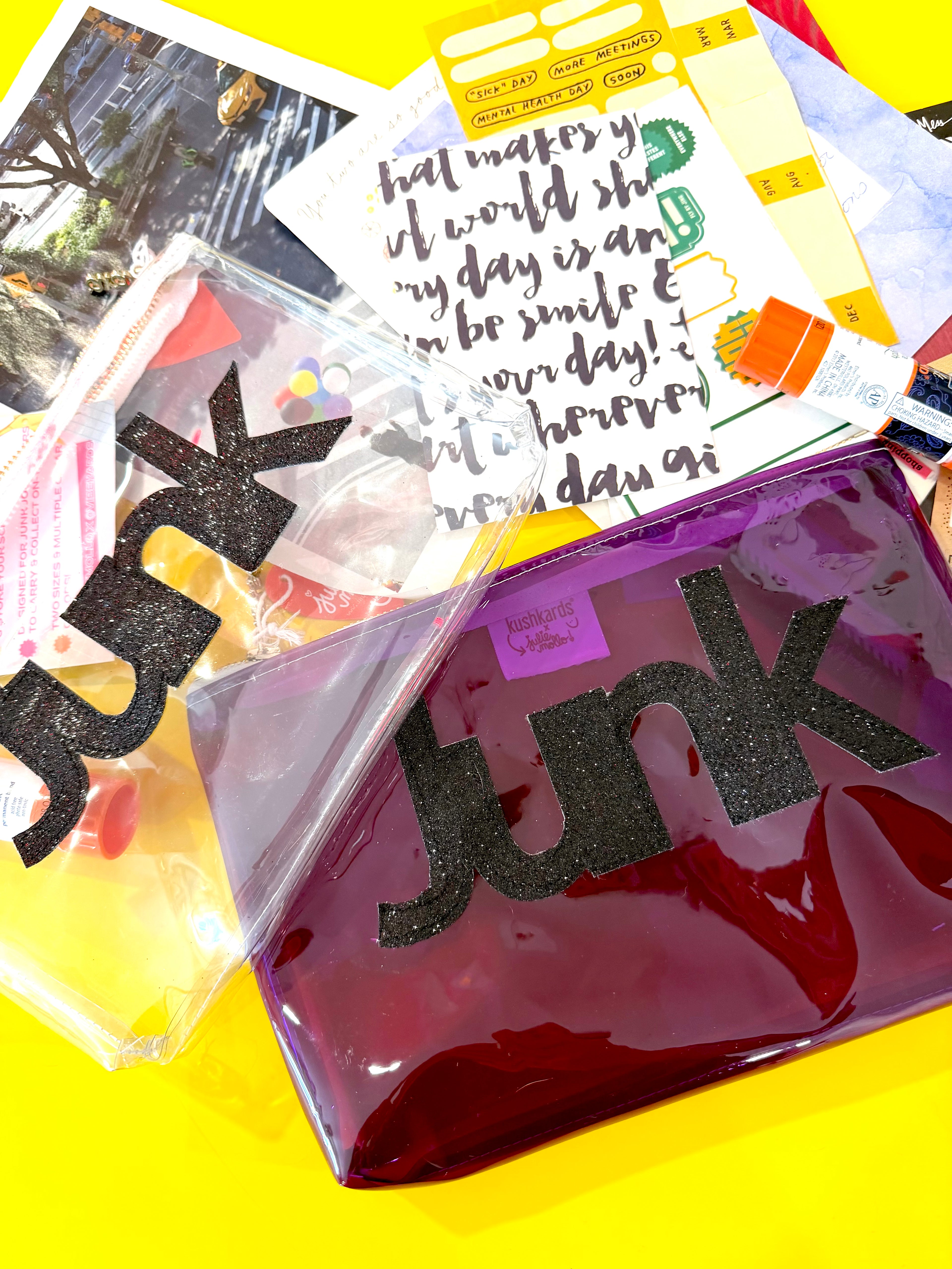 Clear vinyl PURPLE bag with &