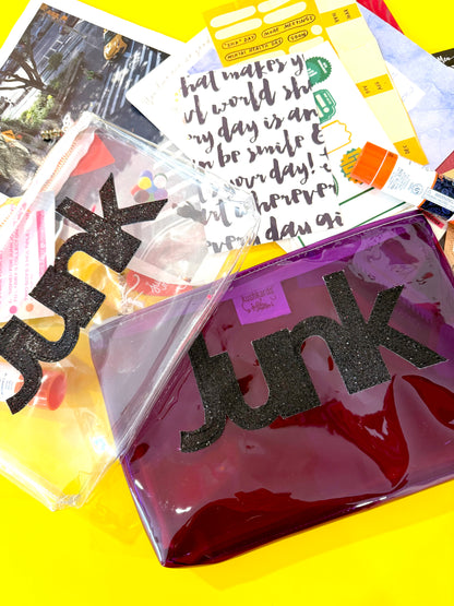 Clear vinyl PURPLE bag with &