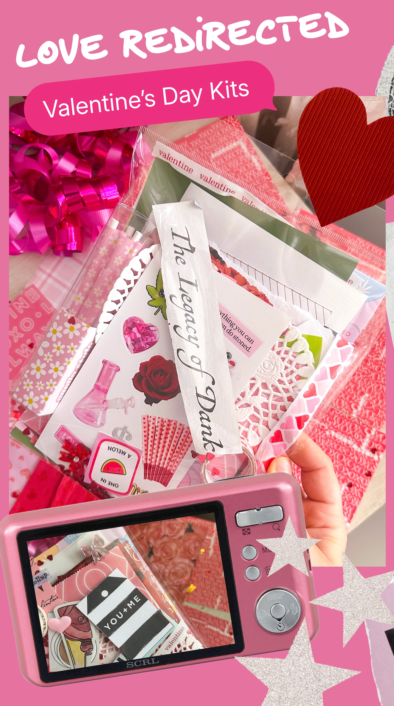 Pink camera with Valentine&