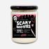 Scary Movies Lavender & Lemon Soy Wax Candle displayed on a black and pink horror-themed background, perfect for spooky movie nights.
