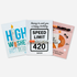 Three Stoner Birthday Greeting Cards with one hitter pipe attached on a light grey background 