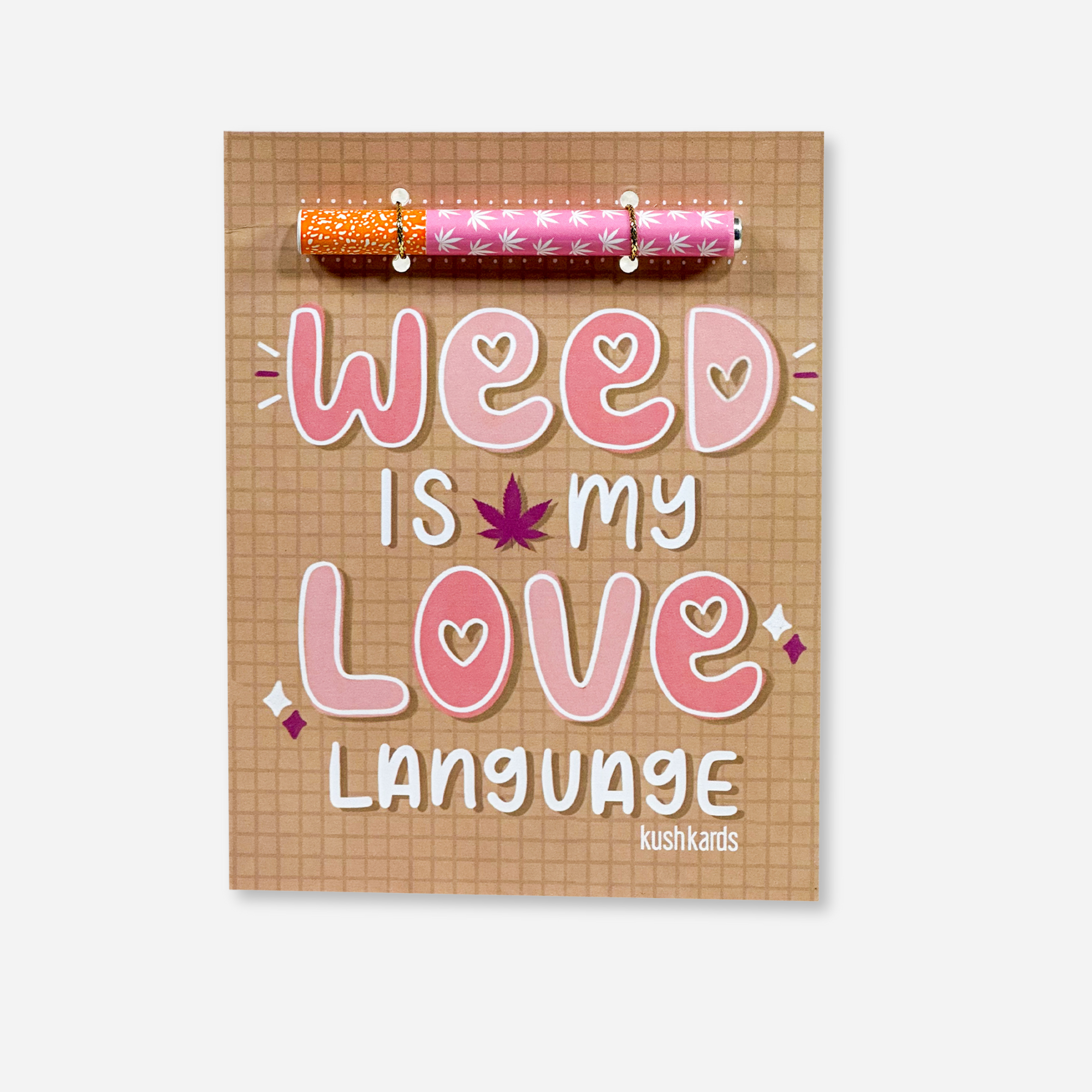 Tan greeting card with &