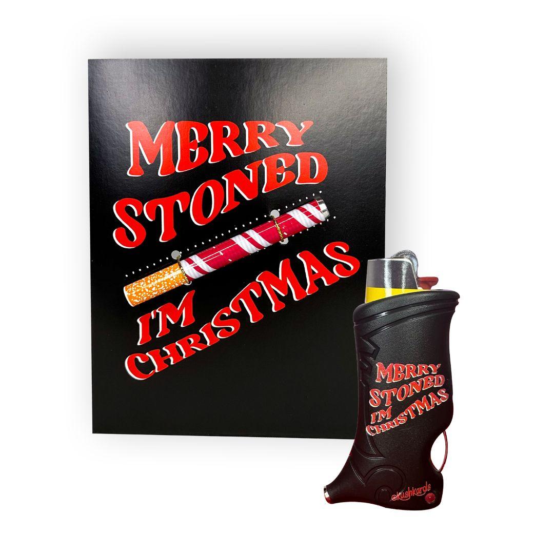 merry stoned im christmas one hitter card and lighter case set