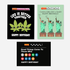 Three Birthday Themed Greeting Cards with one hitter pipes attached on a light grey background 