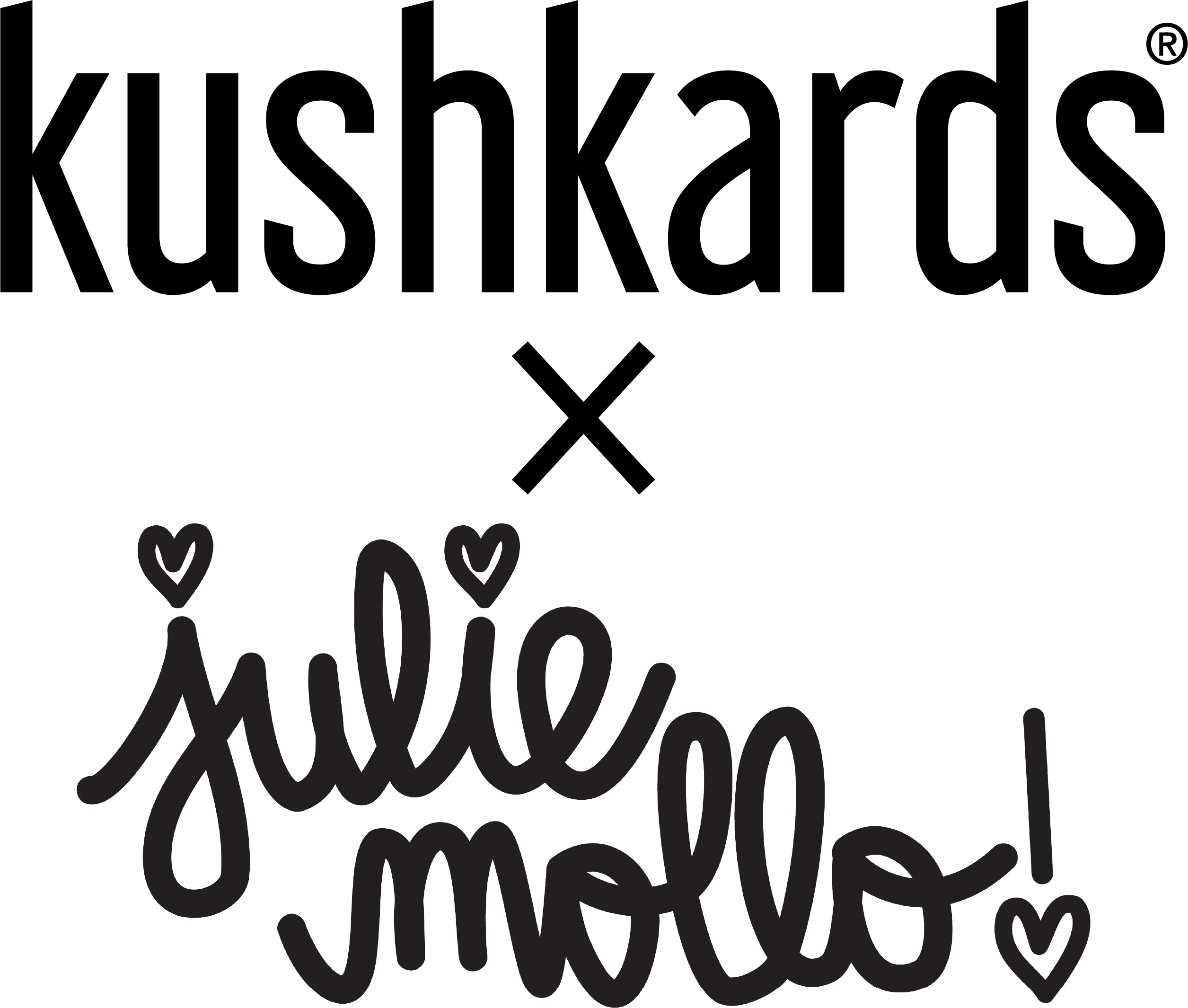 Image of the KushKards &amp; Julie Mollo logos for our KushKards x Julie Mollo Collaboration!