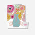 Greeting card with floral design and a cannabis-themed vase, featuring the brand &