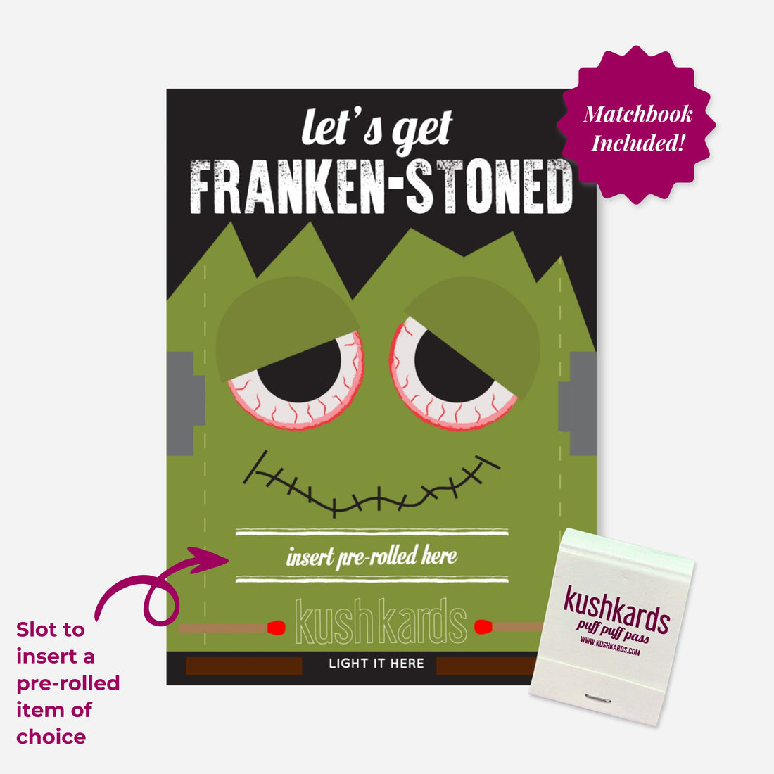 A Frankenstein-themed greeting card with the text &quot;let&