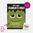 A Frankenstein-themed greeting card with the text "let&