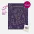 Purple KushKards “Witch Way to the Weed” Halloween weed greeting card featuring mystical hands, cannabis leaves, roses and stars, with a pre-roll insert slot and KushKards matchbook included.