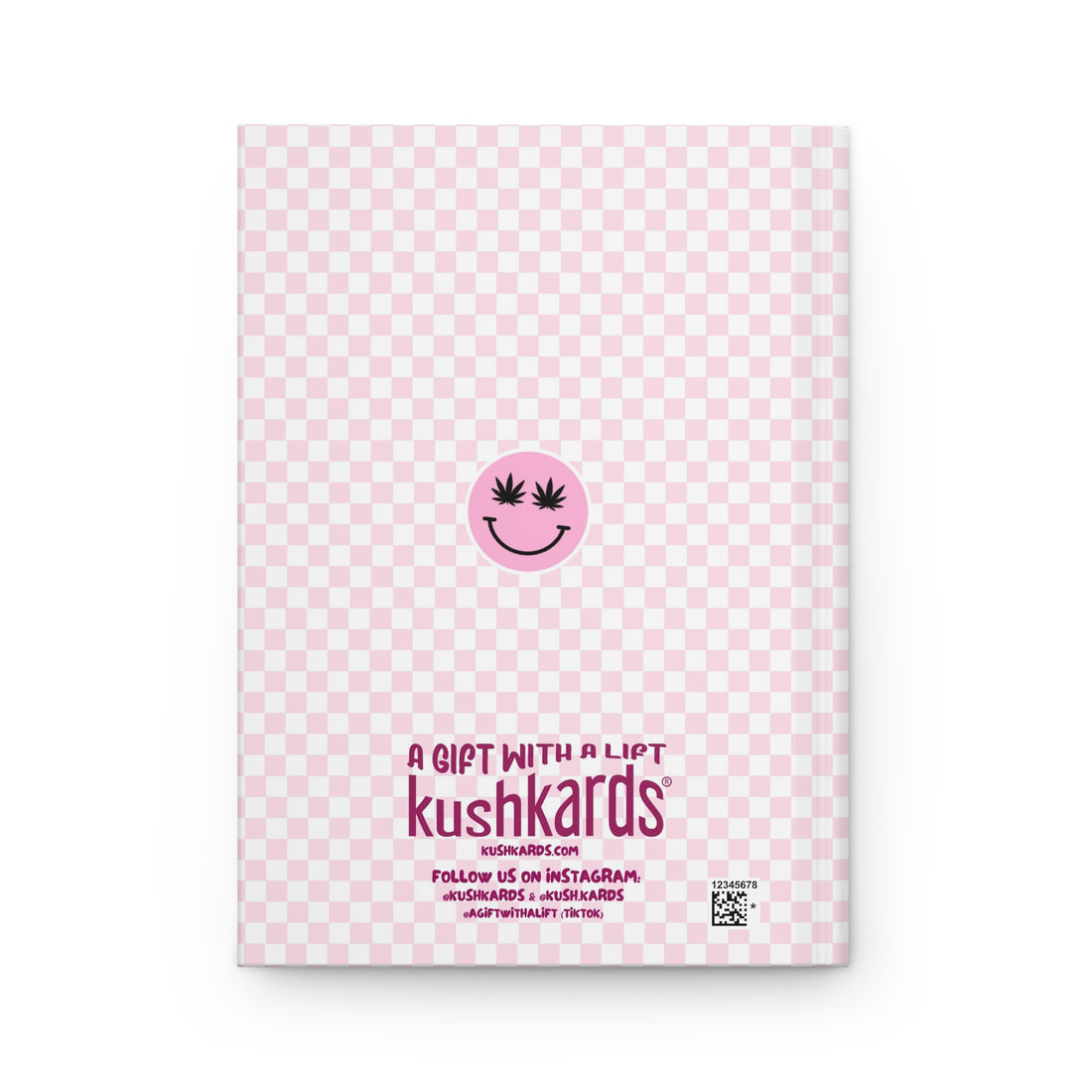 Pink checkered card with &